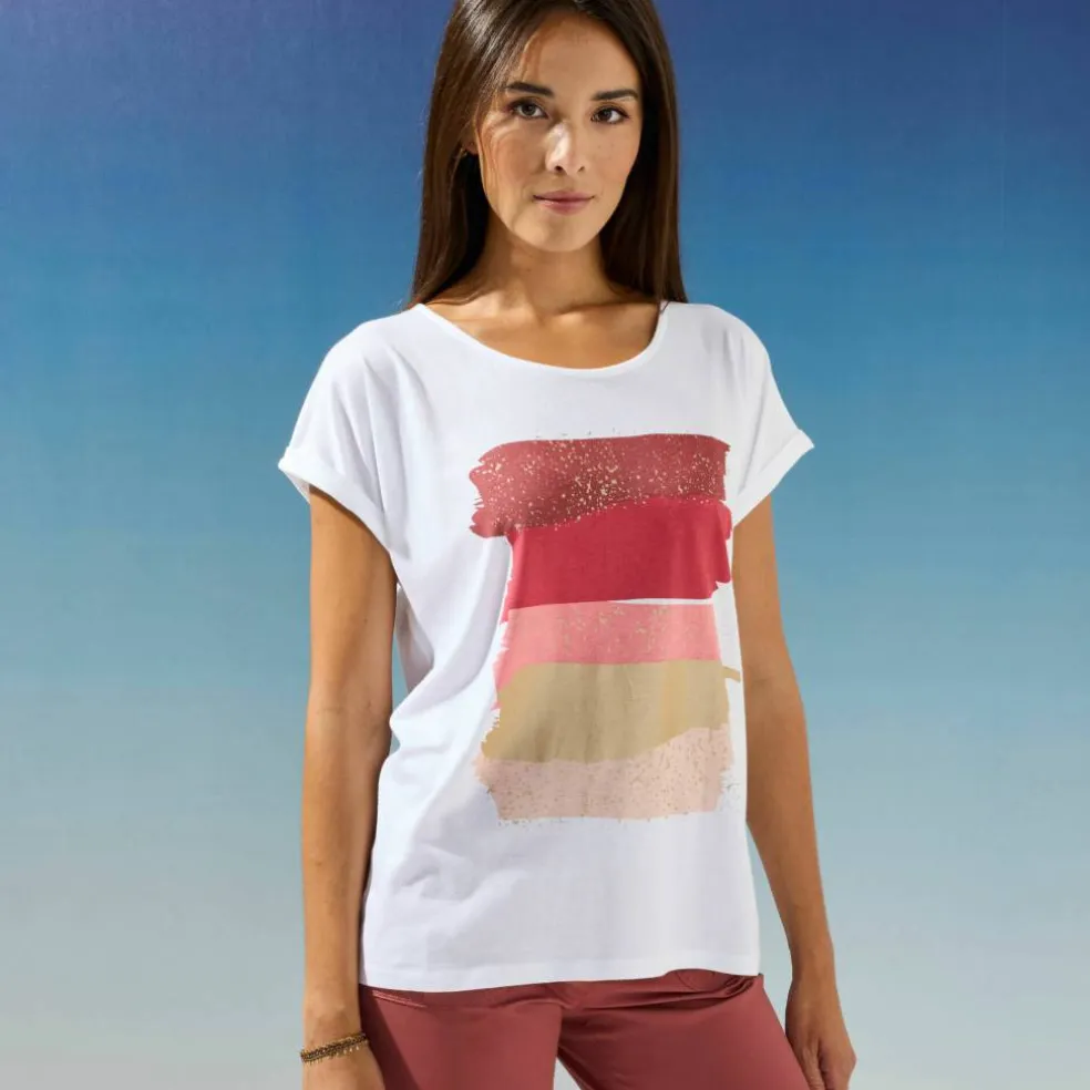 T-shirt boite imprimé "arty", maille jersey