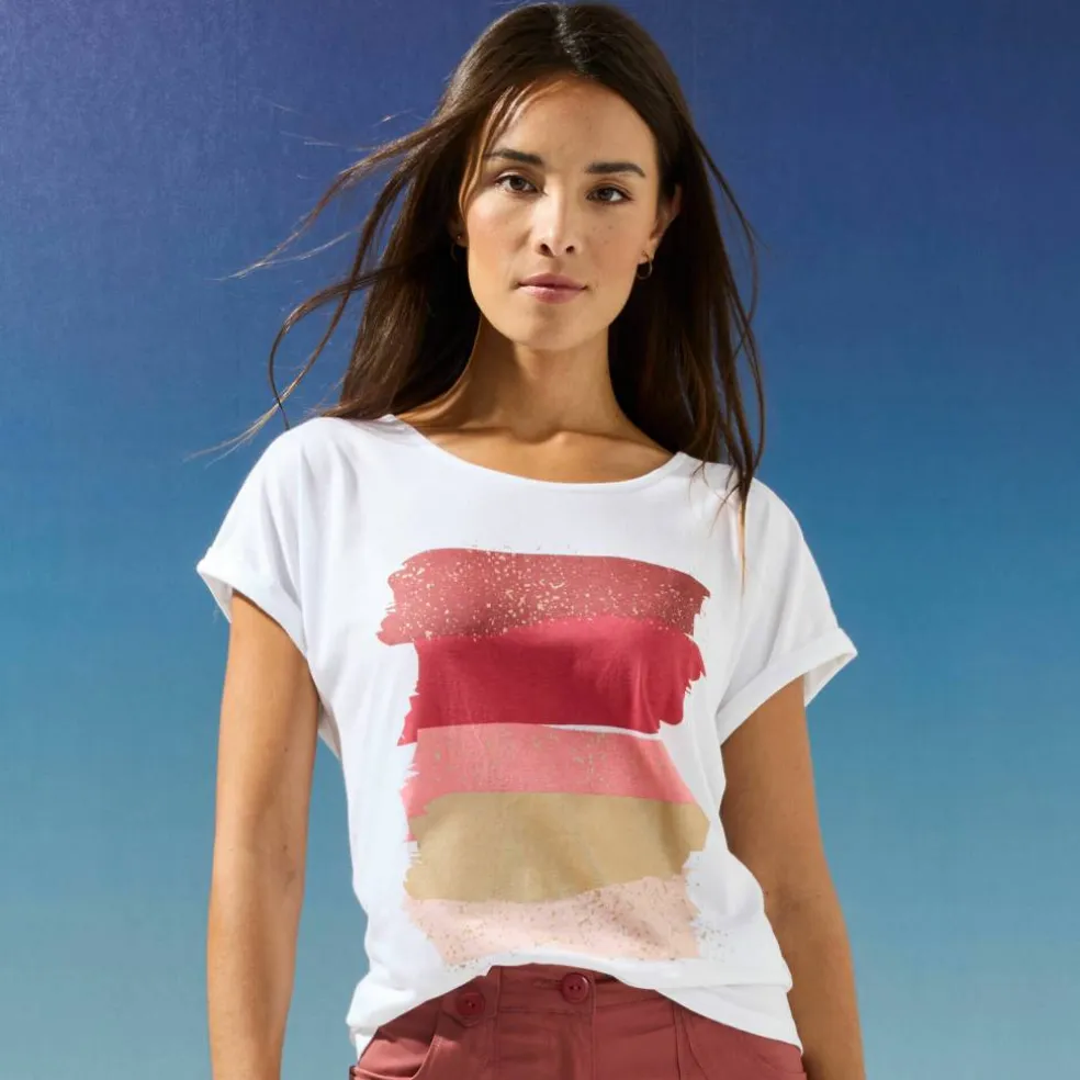 T-shirt boite imprimé "arty", maille jersey