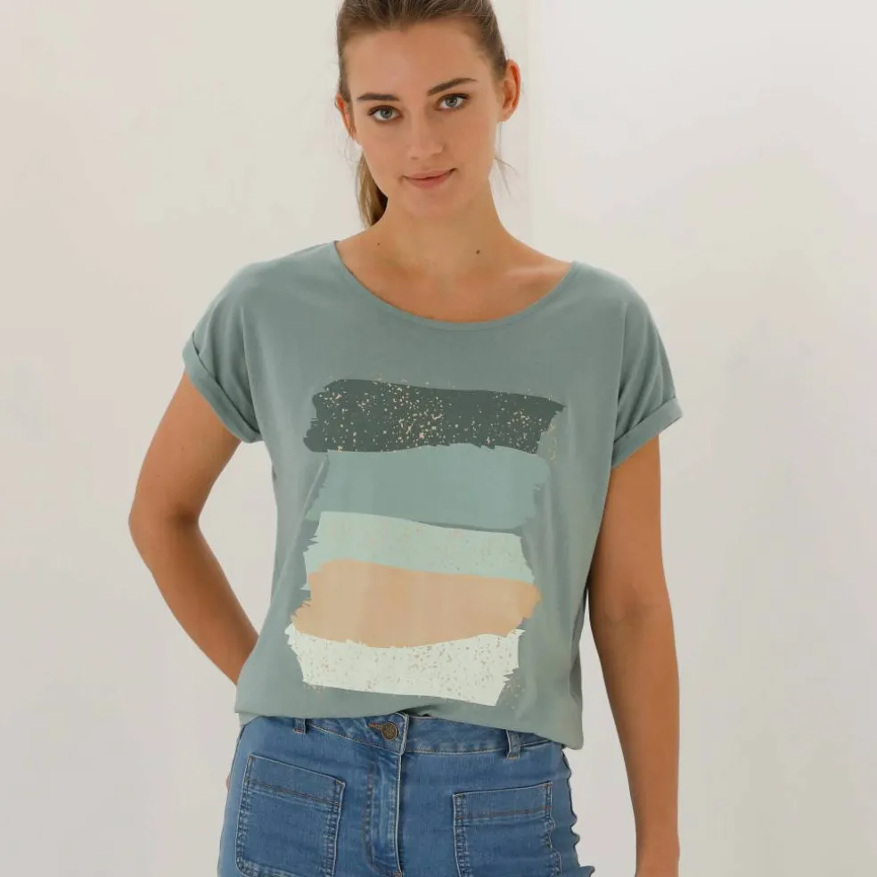 T-shirt boite imprimé "arty", maille jersey