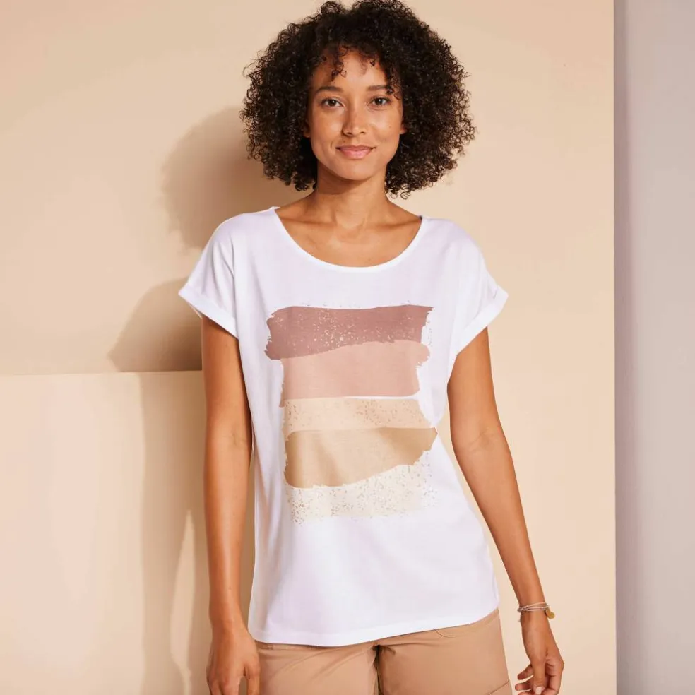 T-shirt boite imprimé "arty", maille jersey