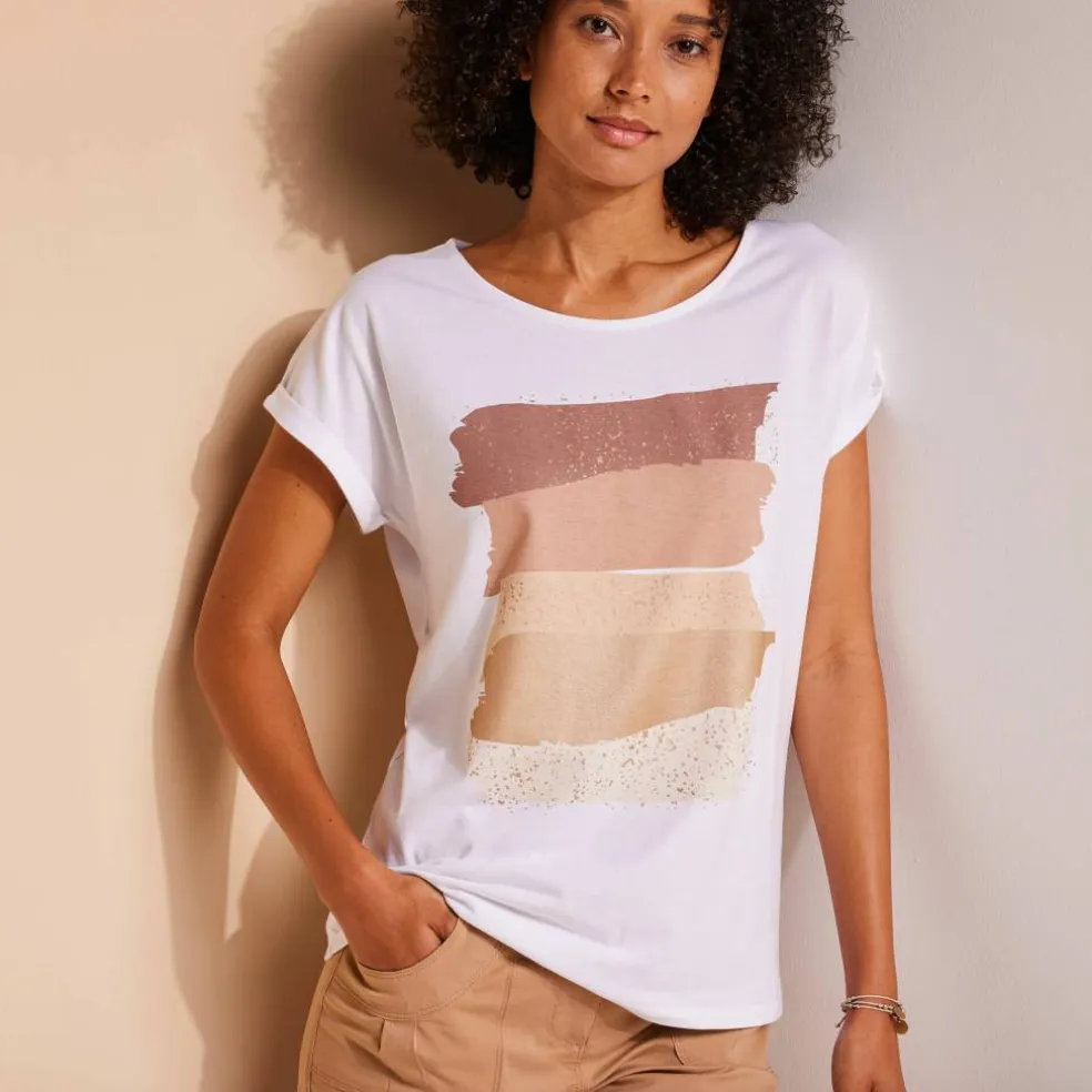 T-shirt boite imprimé "arty", maille jersey