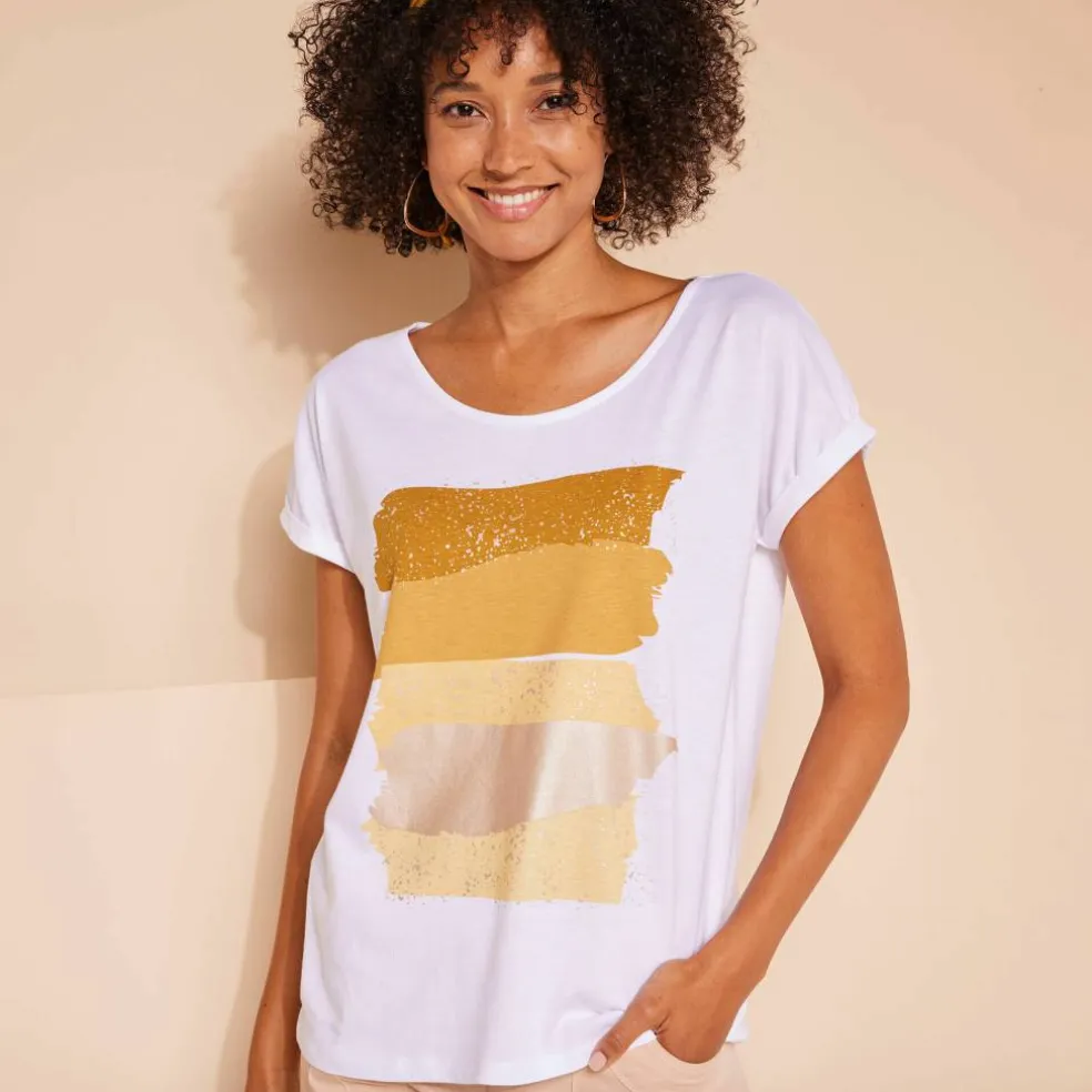 T-shirt boite imprimé "arty", maille jersey