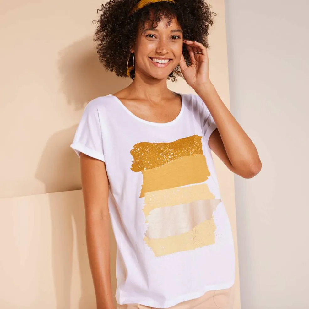 T-shirt boite imprimé "arty", maille jersey