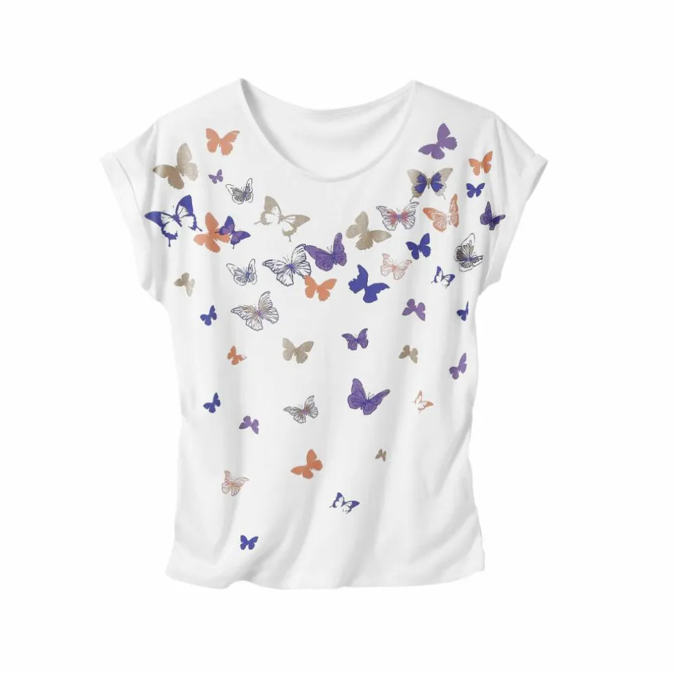 T-shirt boite, imprimé papillons
