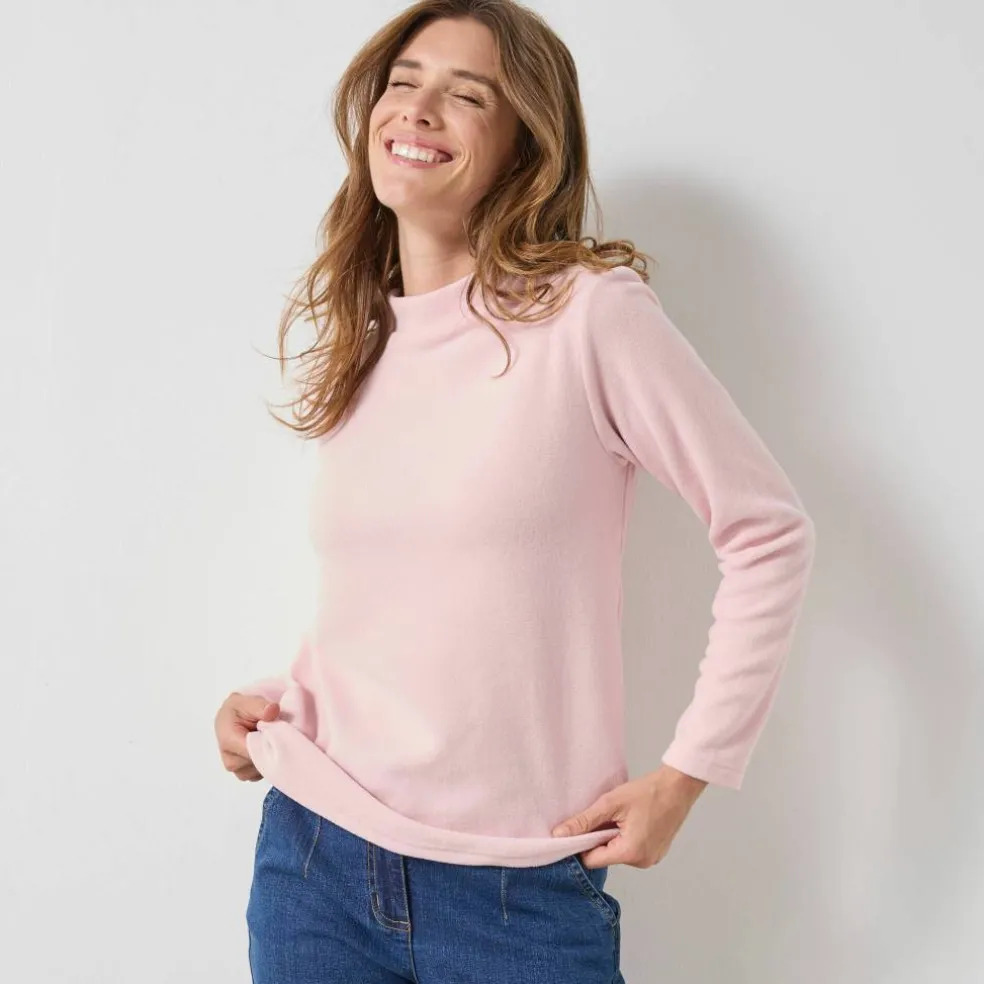 T-shirt col "cheminée" maille micro-polaire - chaleur intense