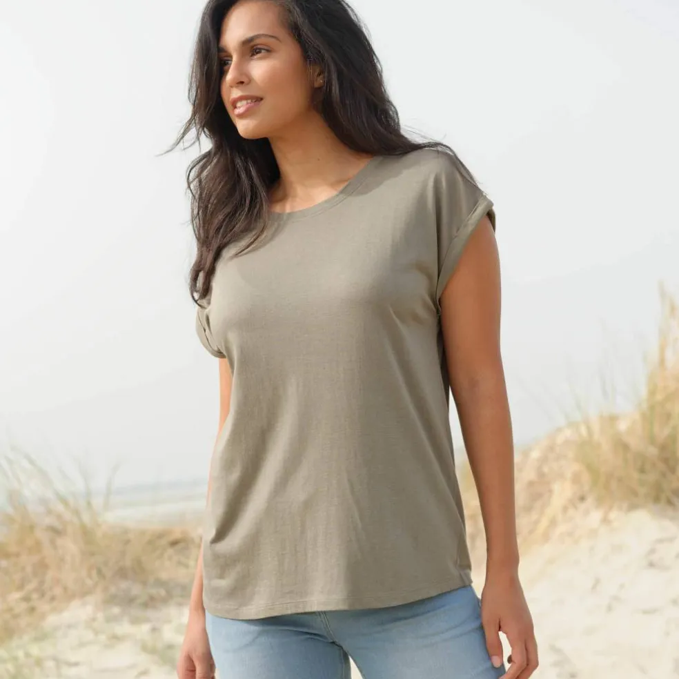 T-shirt col rond, manches courtes