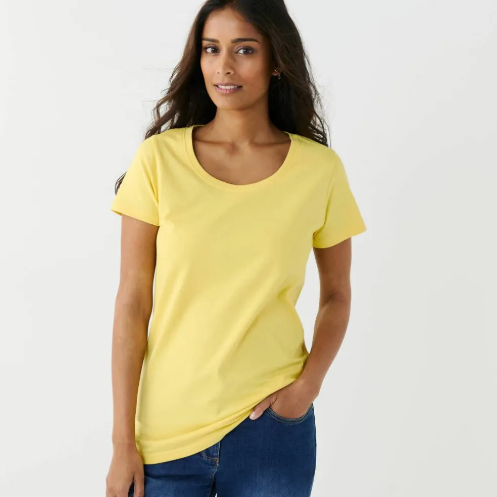 T-shirt col rond manches courtes uni coton