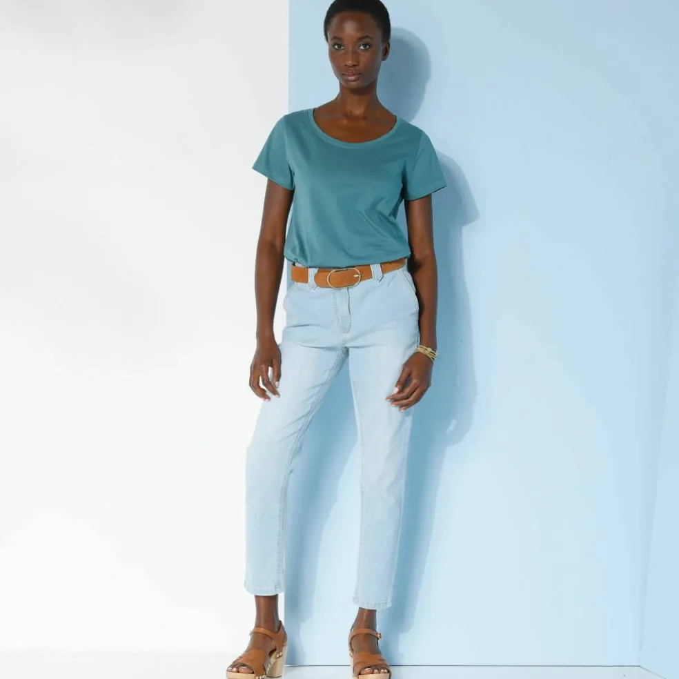 T-shirt col rond manches courtes uni coton