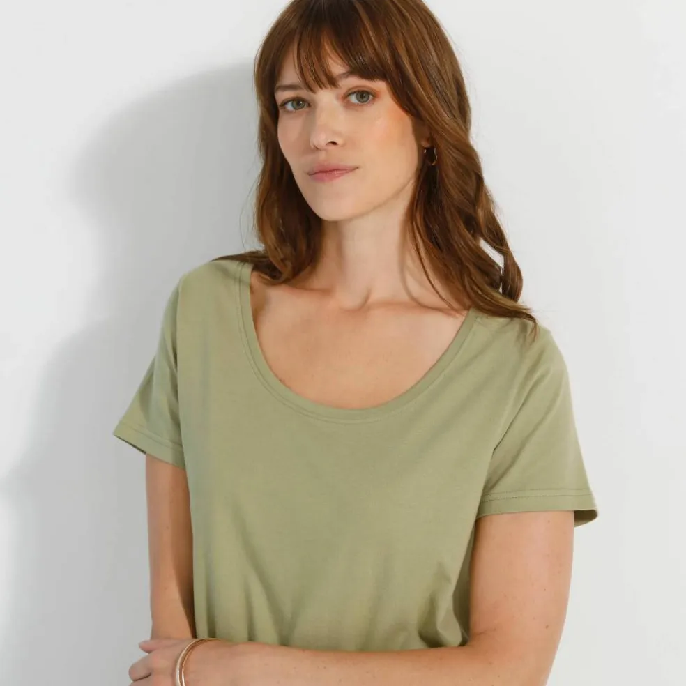 T-shirt col rond manches courtes uni coton