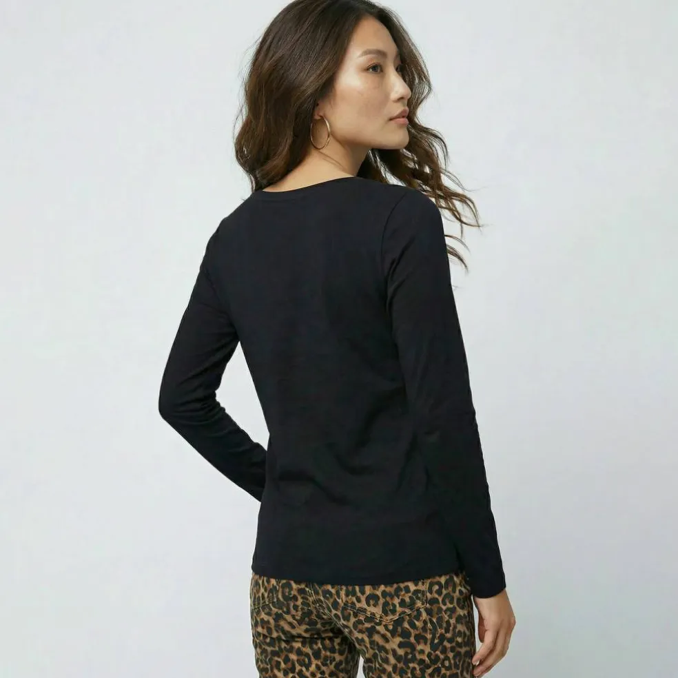 T-shirt col rond manches longues uni