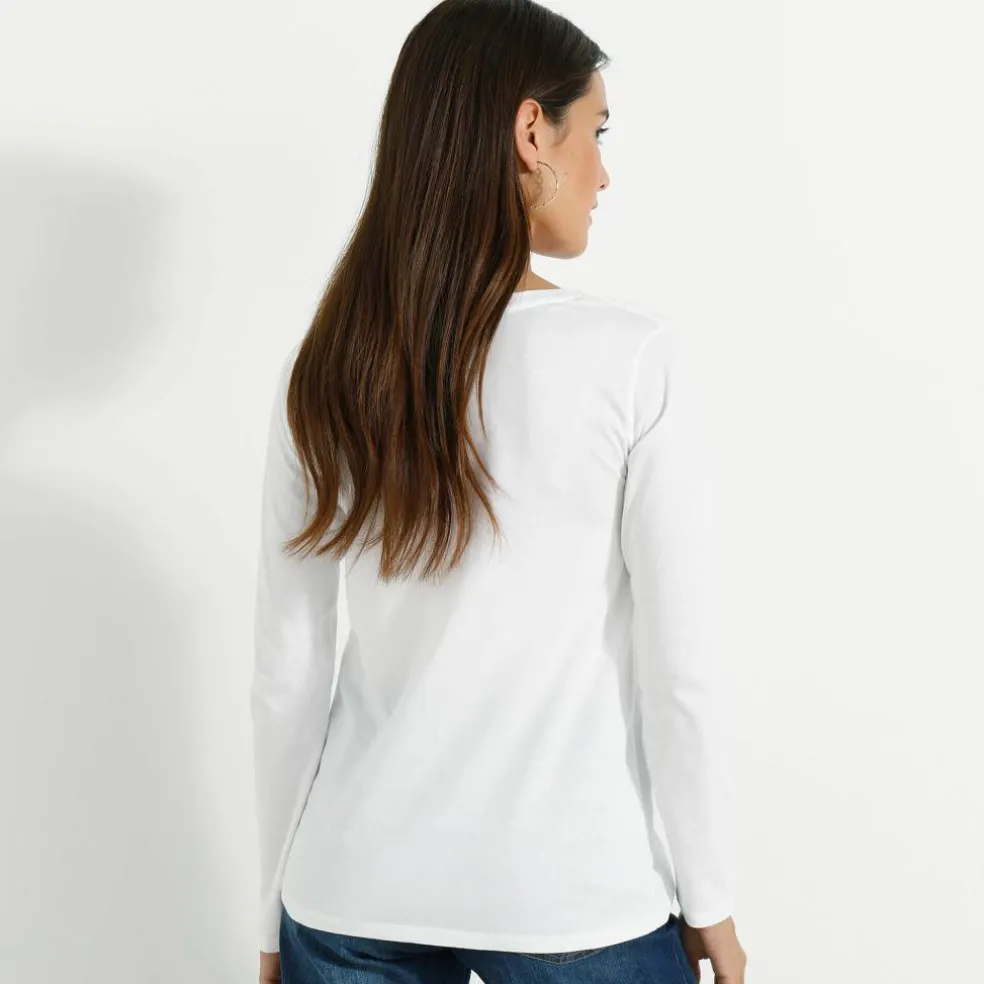 T-shirt col rond manches longues uni
