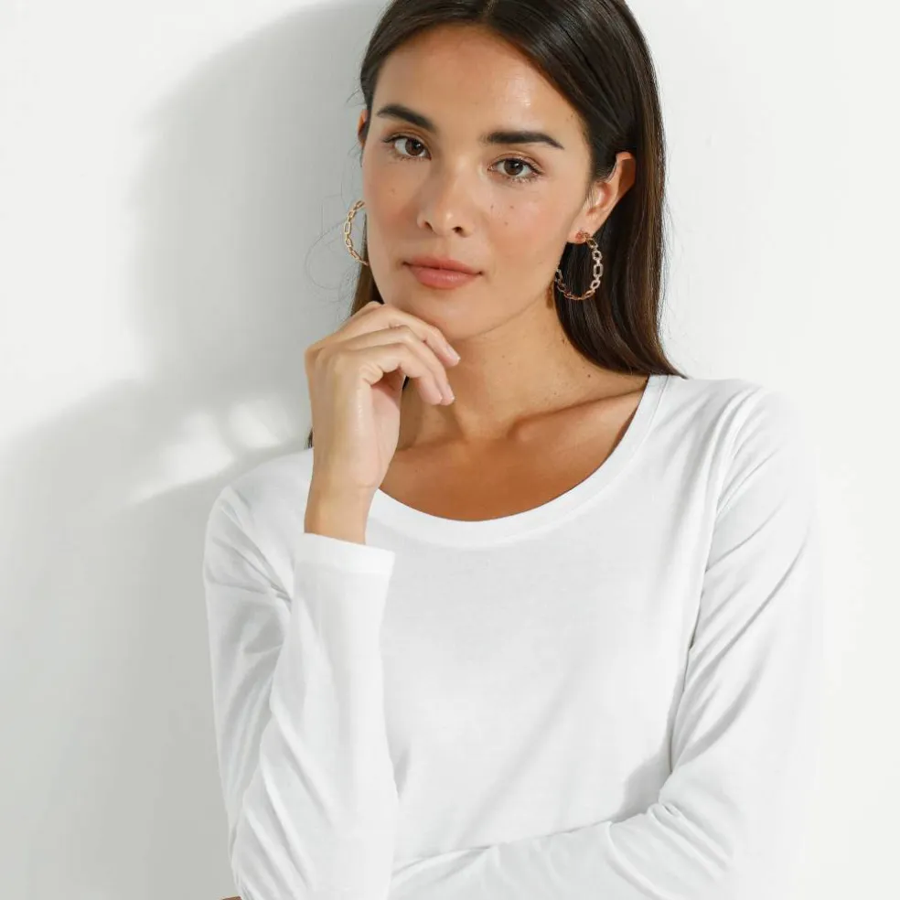 T-shirt col rond manches longues uni