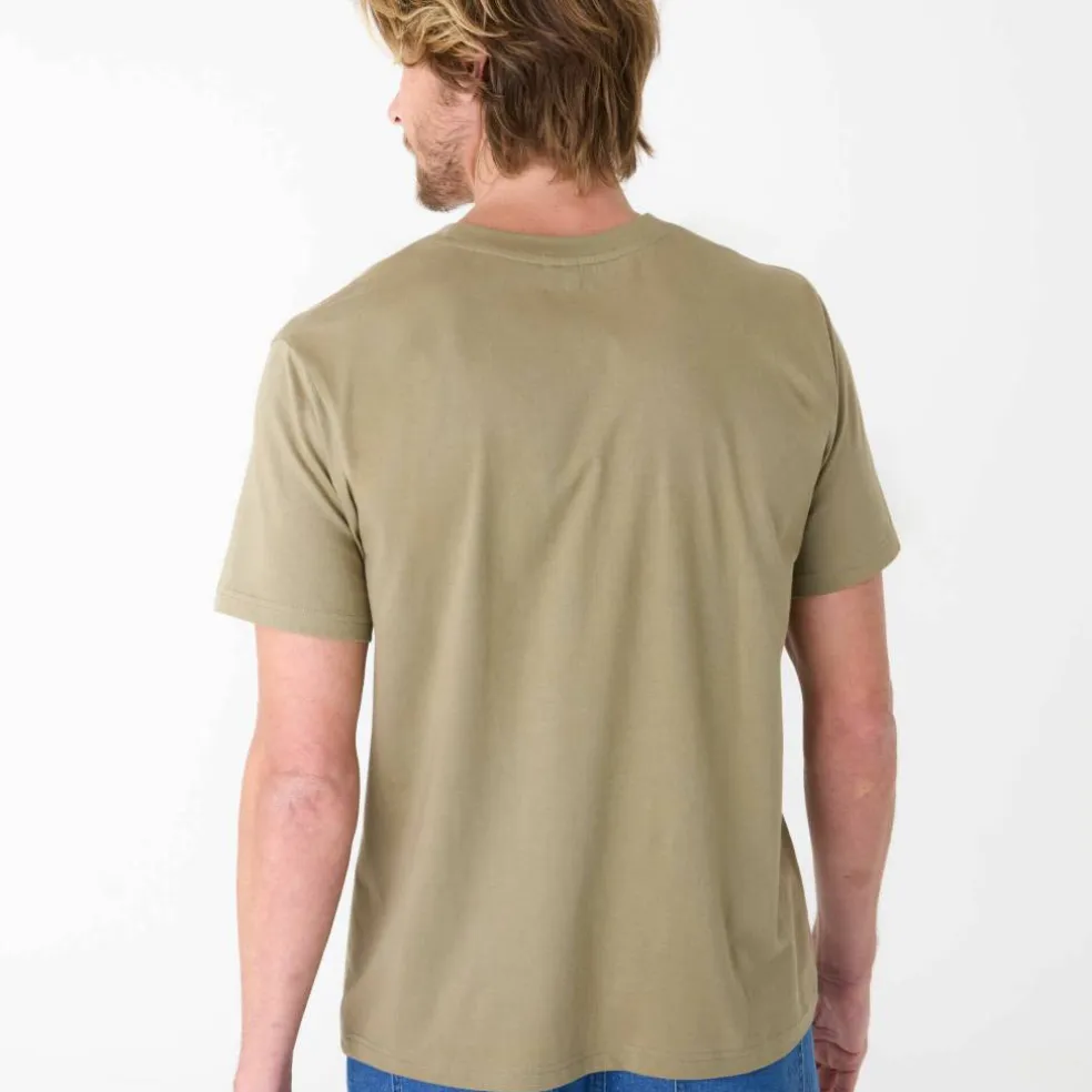 T-shirt col rond motif palmier manches courtes
