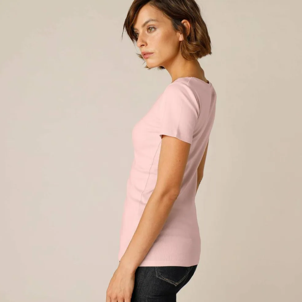 T-shirt col rond uni manches courtes en coton biologique(**)