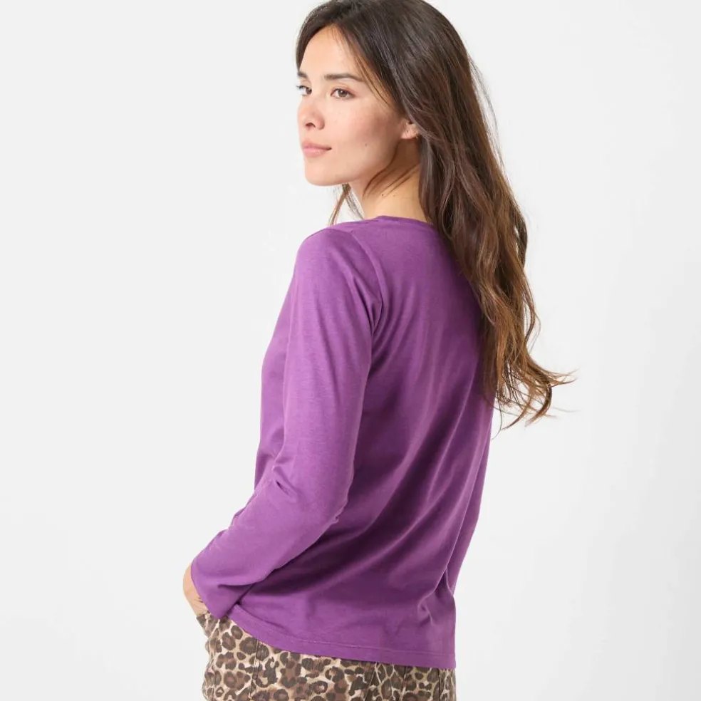 T-shirt col tunisien manches longues