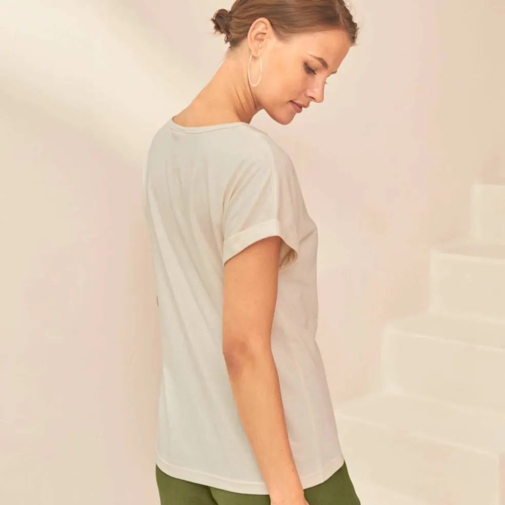 T-shirt col V, manches courtes
