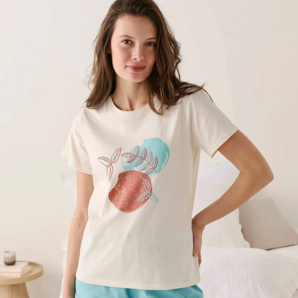 T-shirt de pyjama manches courtes imprimé "feuillage"