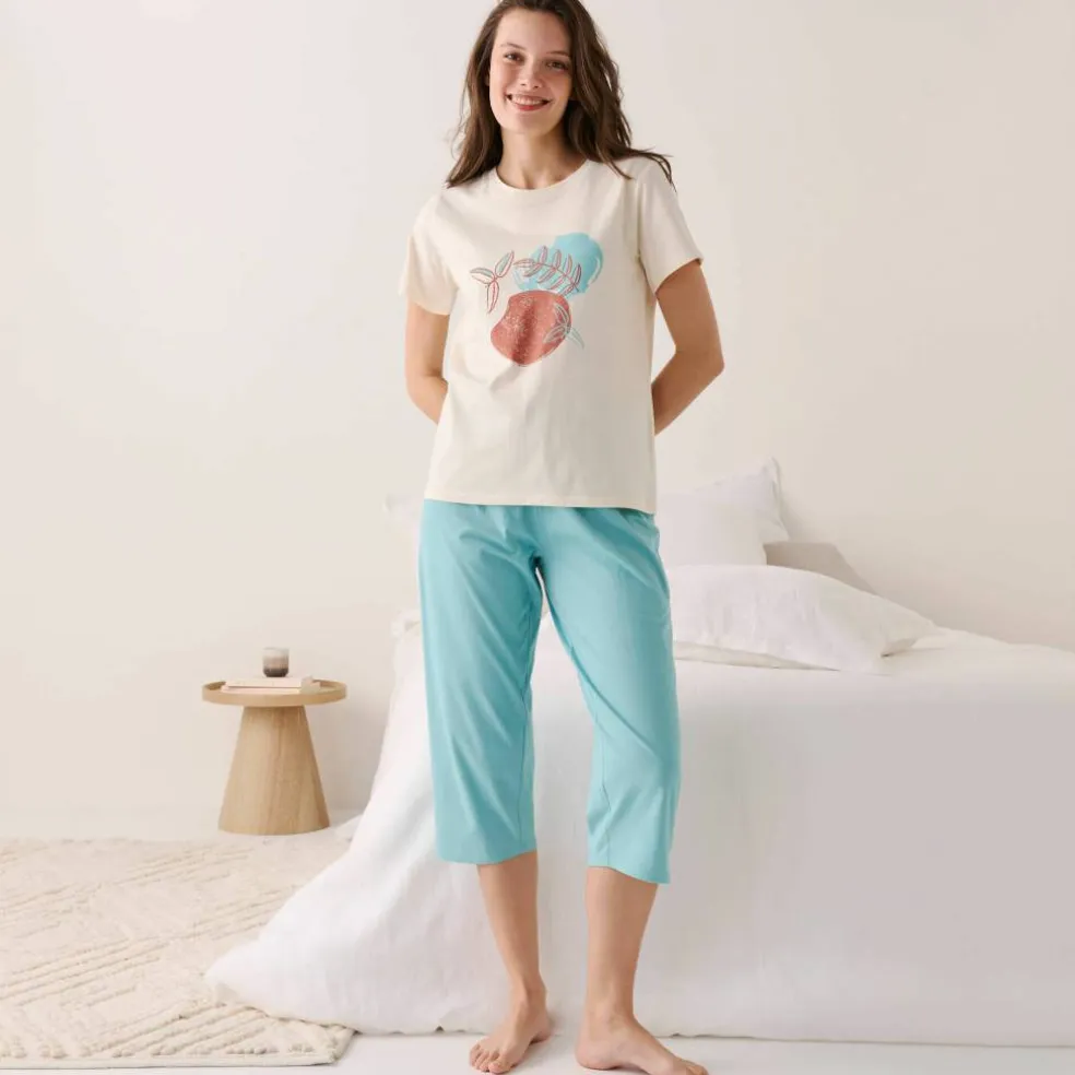T-shirt de pyjama manches courtes imprimé "feuillage"