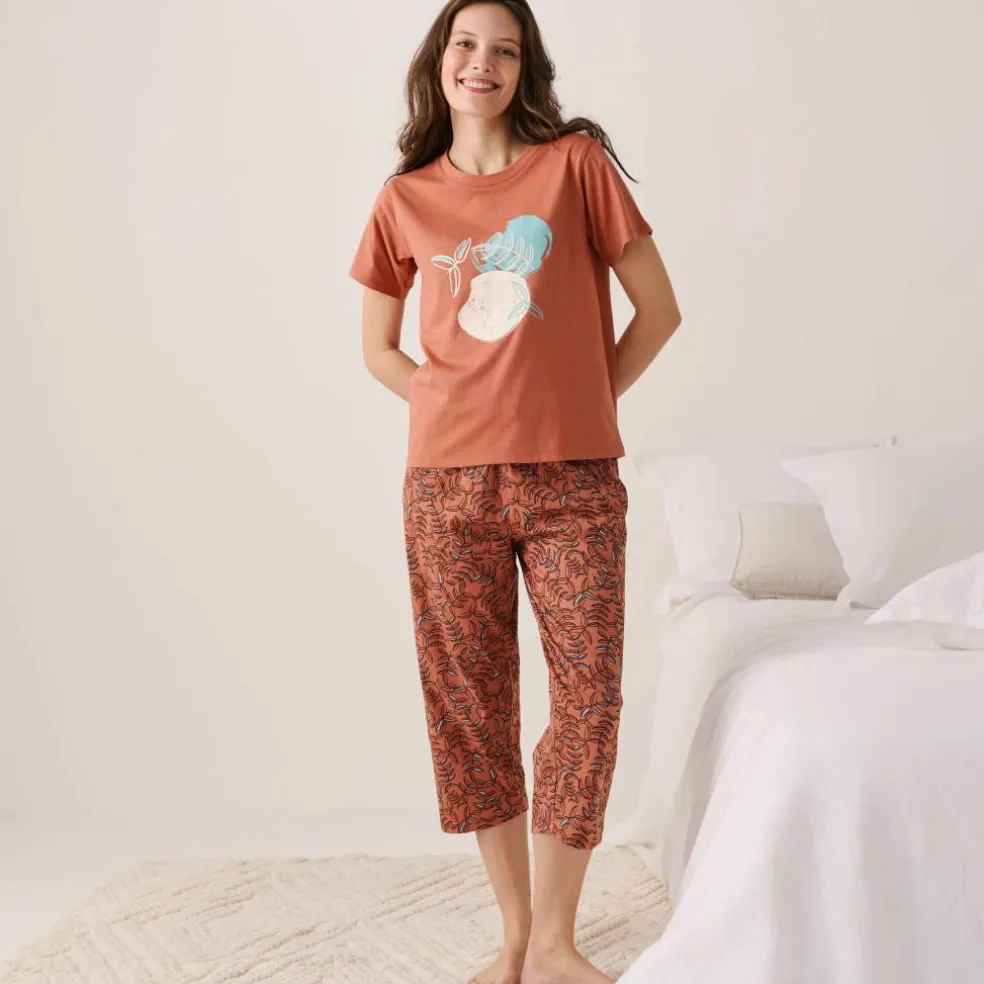 T-shirt de pyjama manches courtes imprimé "feuillage"