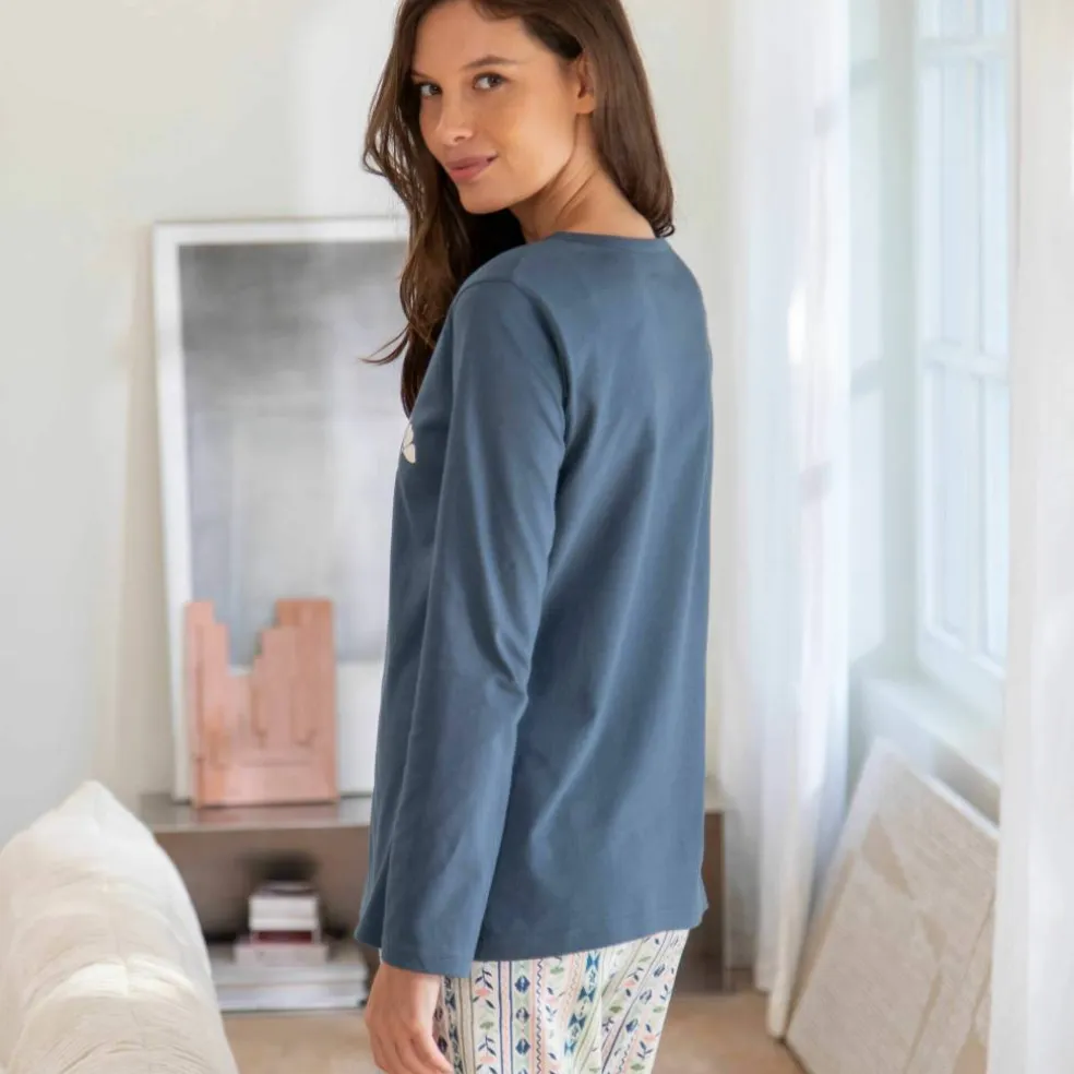 T-shirt de pyjama manches longues imprimé "fleurs"