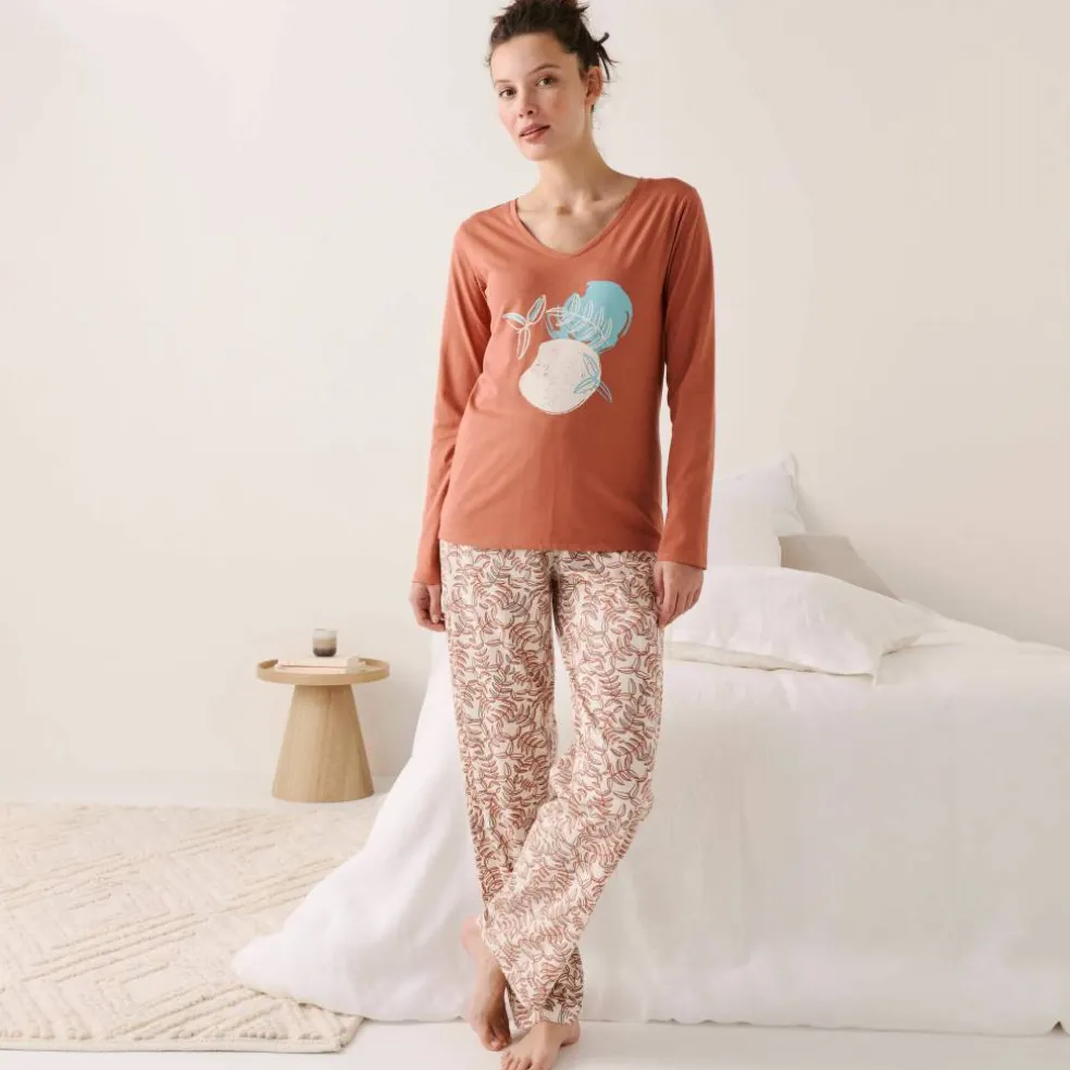 T-shirt de pyjama manches longues imprimé "feuillage"