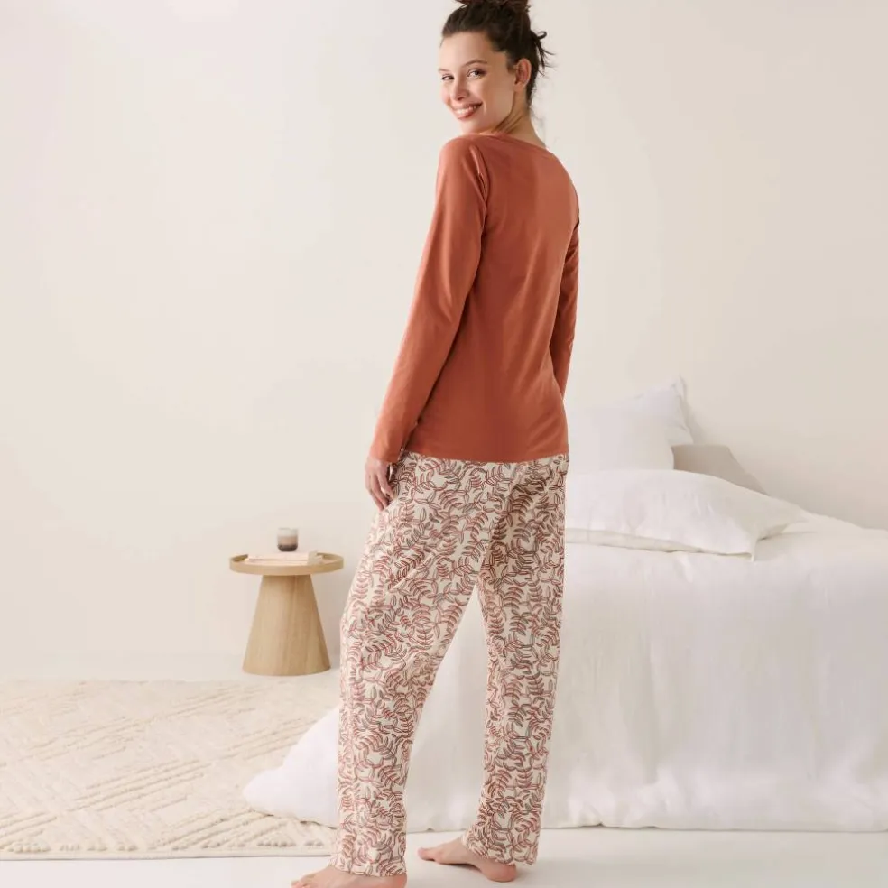 T-shirt de pyjama manches longues imprimé "feuillage"