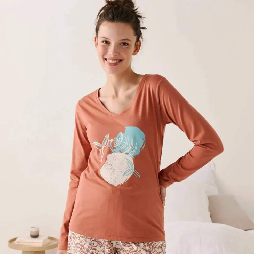 T-shirt de pyjama manches longues imprimé "feuillage"