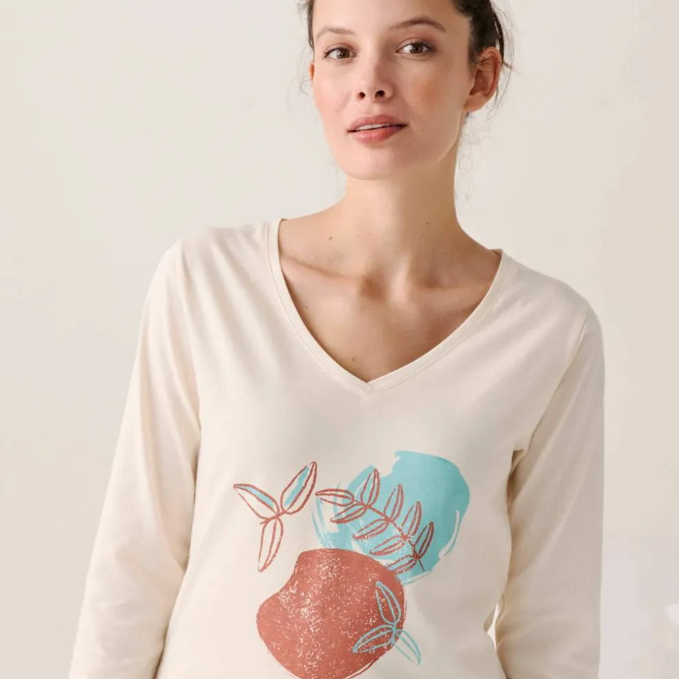 T-shirt de pyjama manches longues imprimé "feuillage"