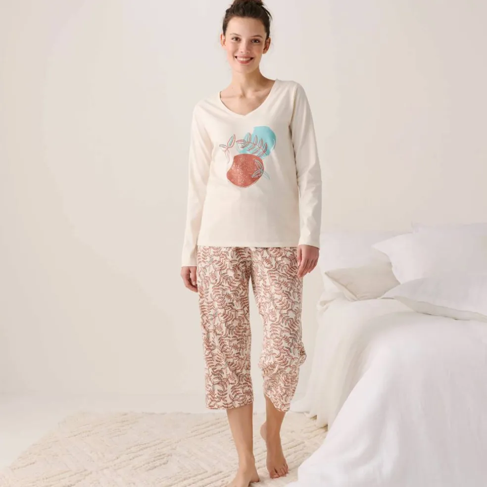 T-shirt de pyjama manches longues imprimé "feuillage"