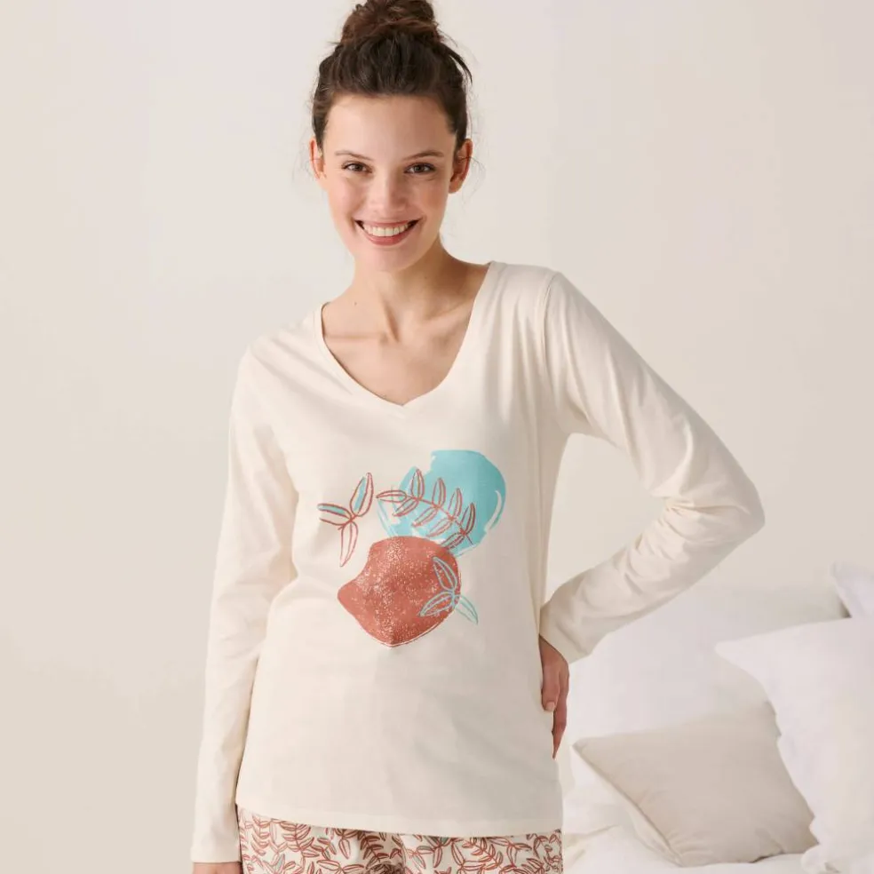 T-shirt de pyjama manches longues imprimé "feuillage"