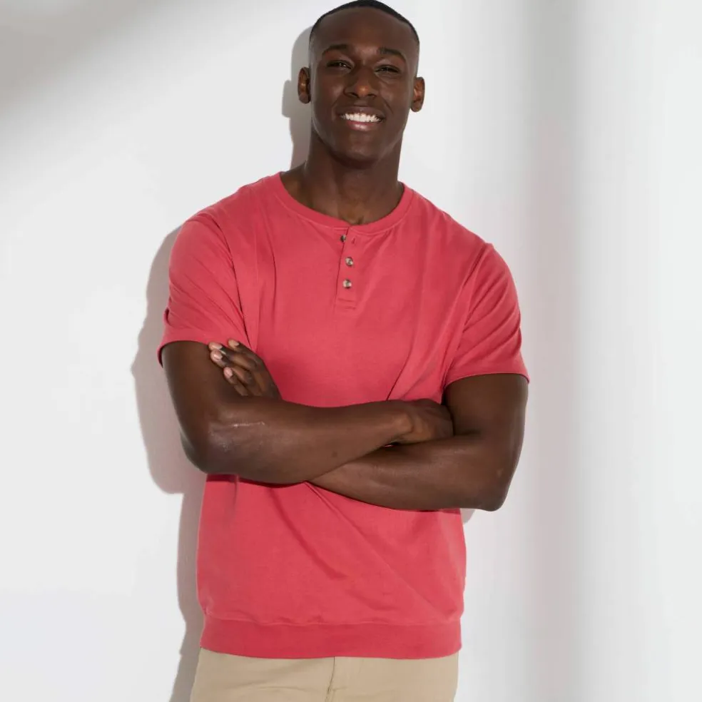 T-shirt Henley confort manches courtes - coton biologique(**)