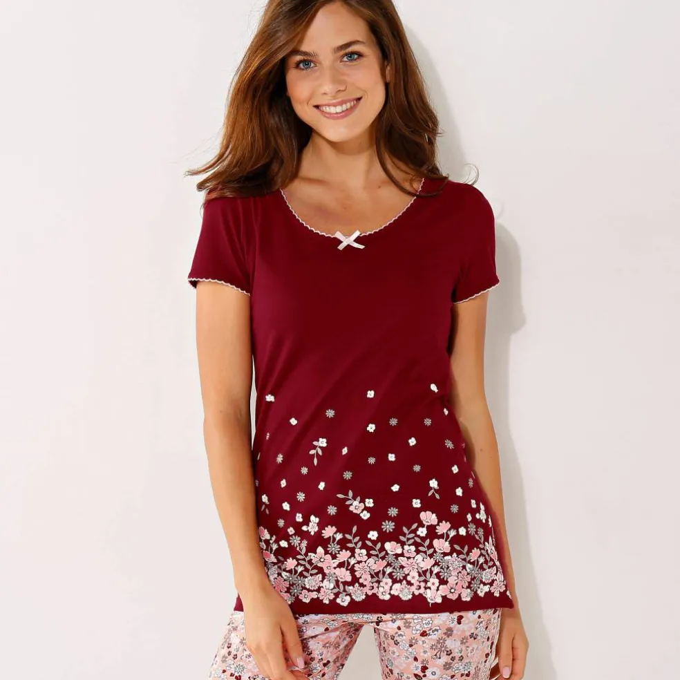 T-shirt imprimé fleurs - manches courtes