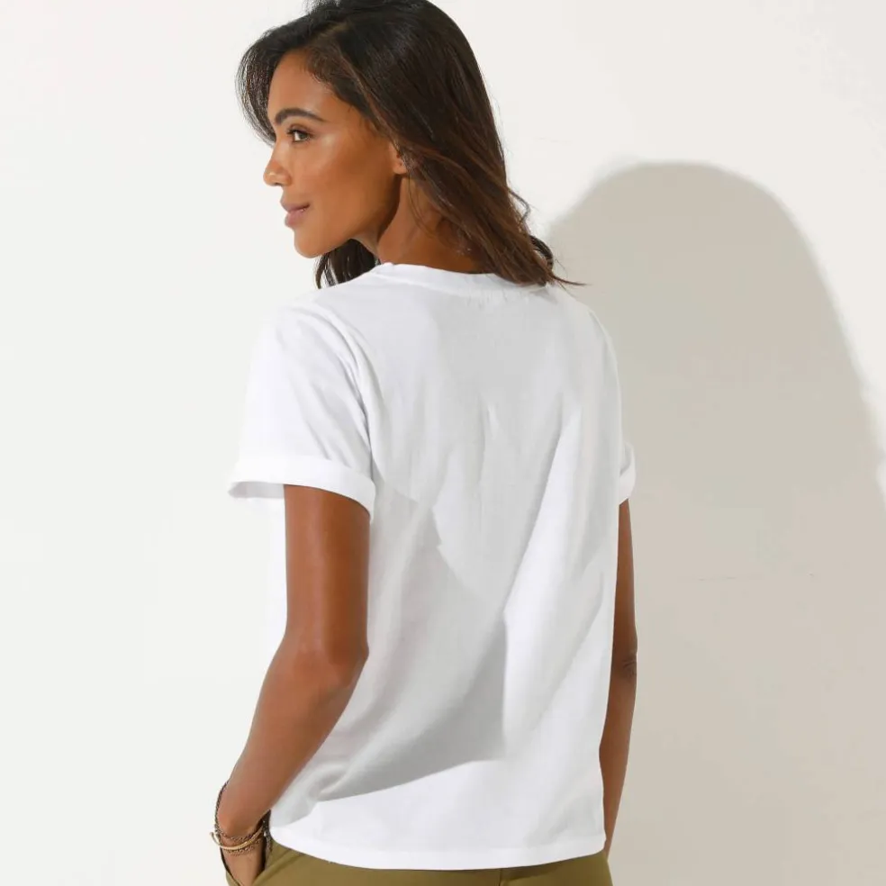 T-shirt loose col rond, manches courtes