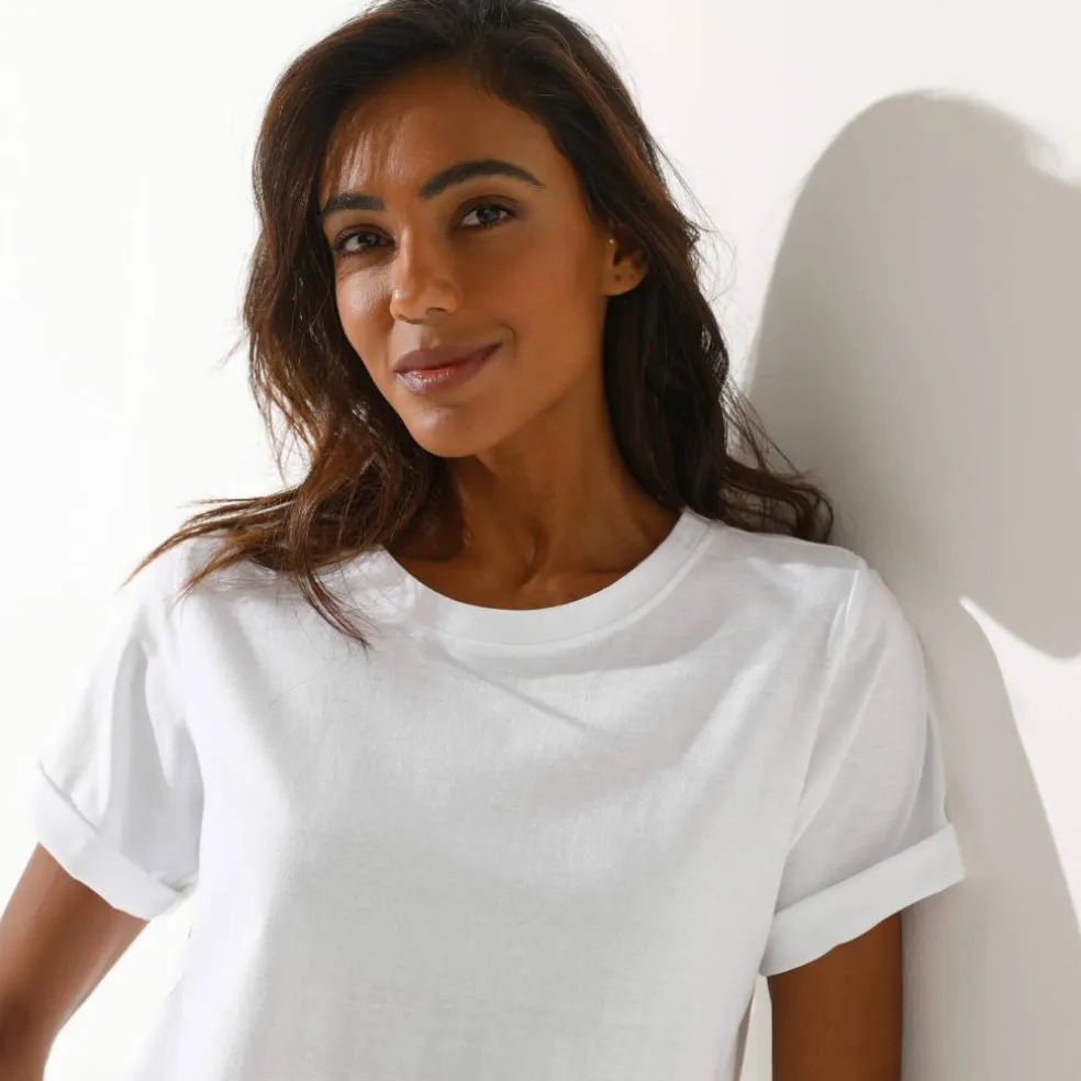 T-shirt loose col rond, manches courtes