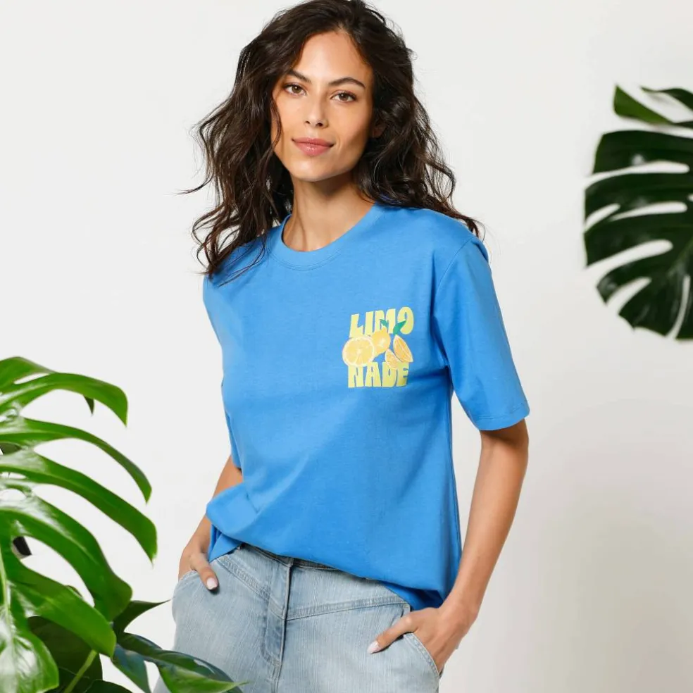 T-shirt loose imprimé limonade, jersey