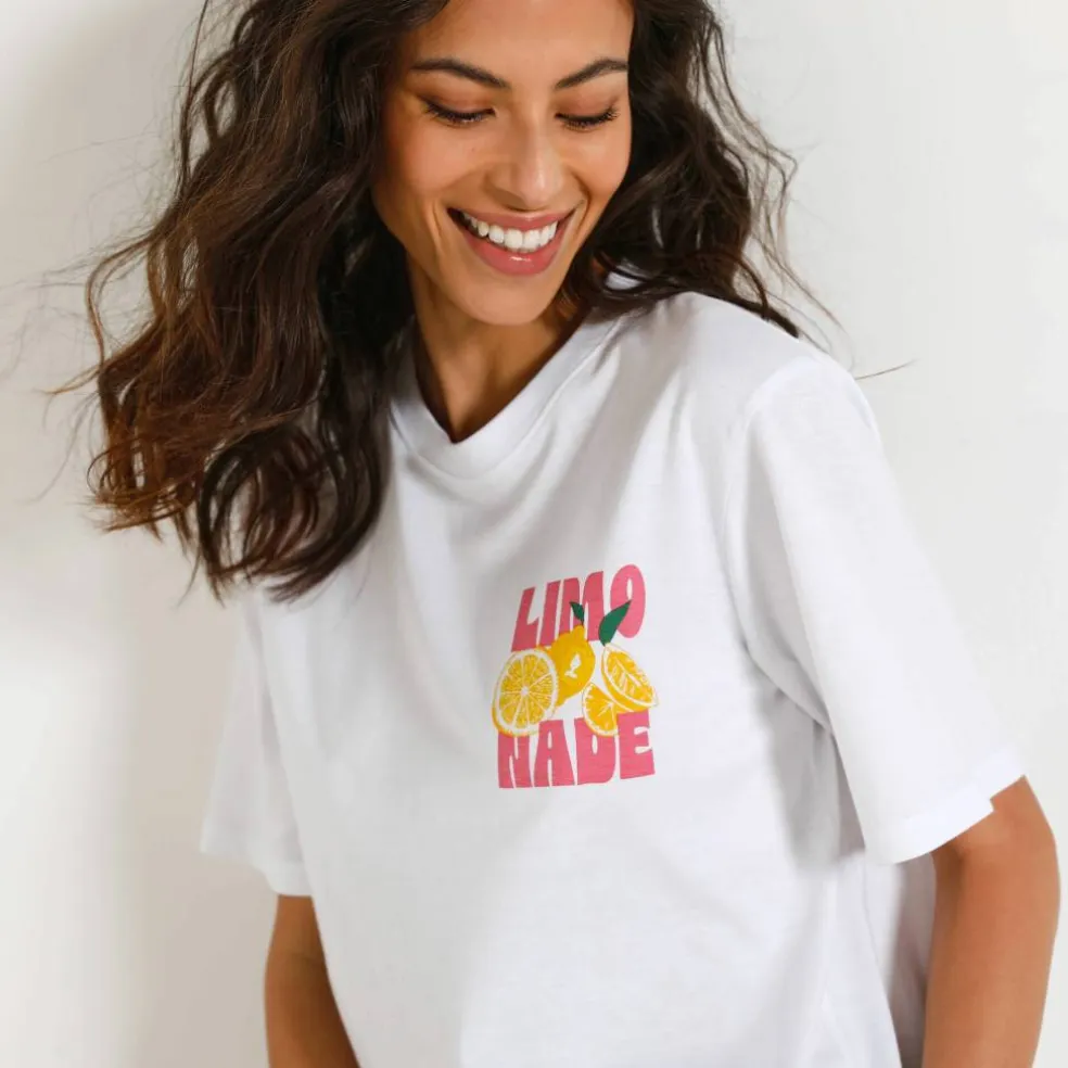 T-shirt loose imprimé limonade, jersey
