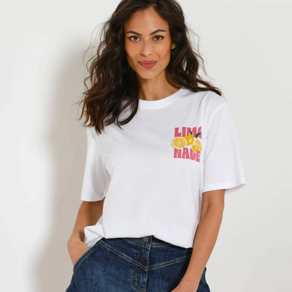 T-shirt loose imprimé limonade, jersey