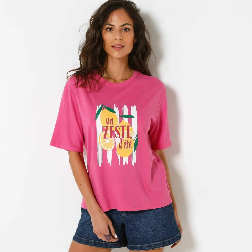 T-shirt loose imprimé "un zeste d'été", jersey