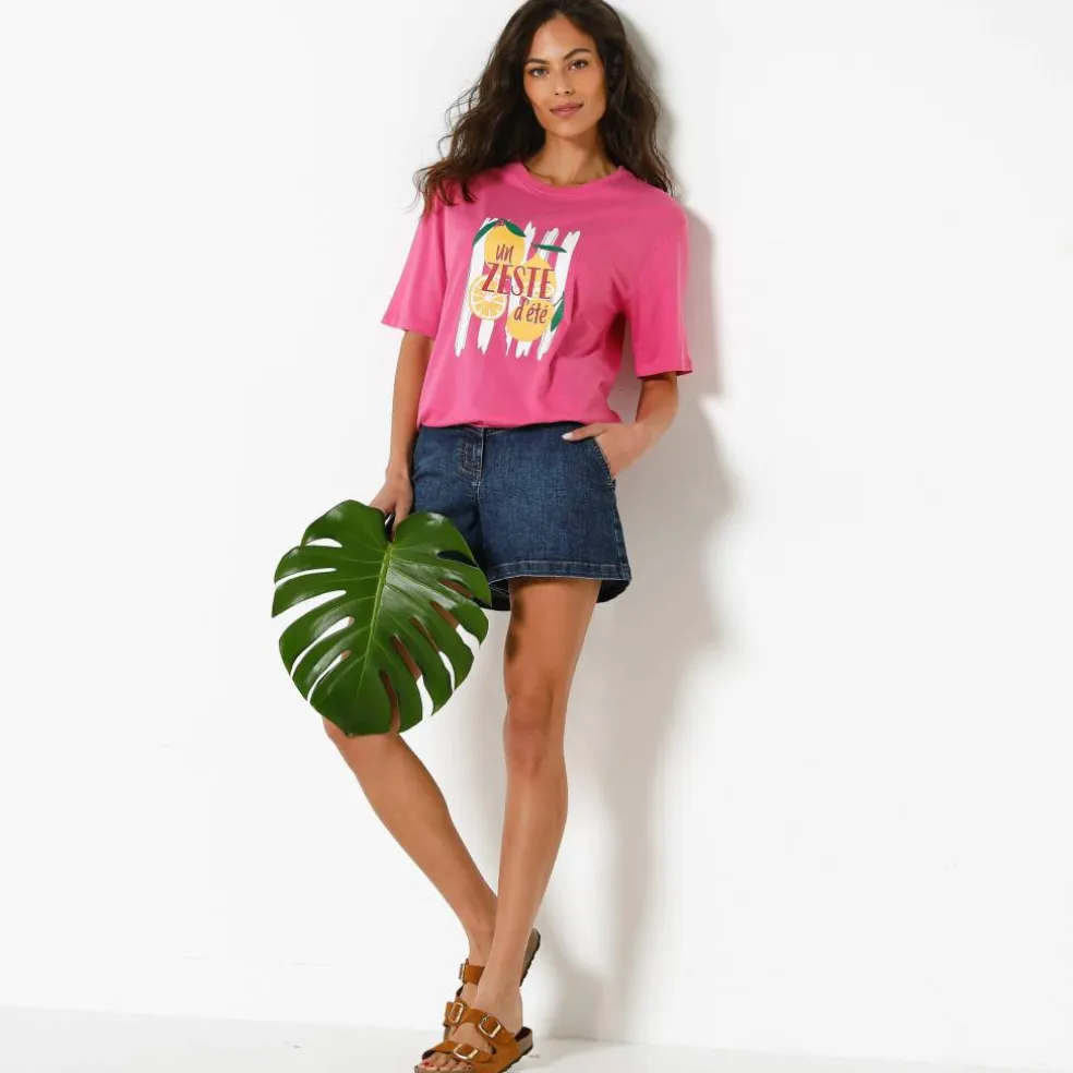 T-shirt loose imprimé "un zeste d'été", jersey
