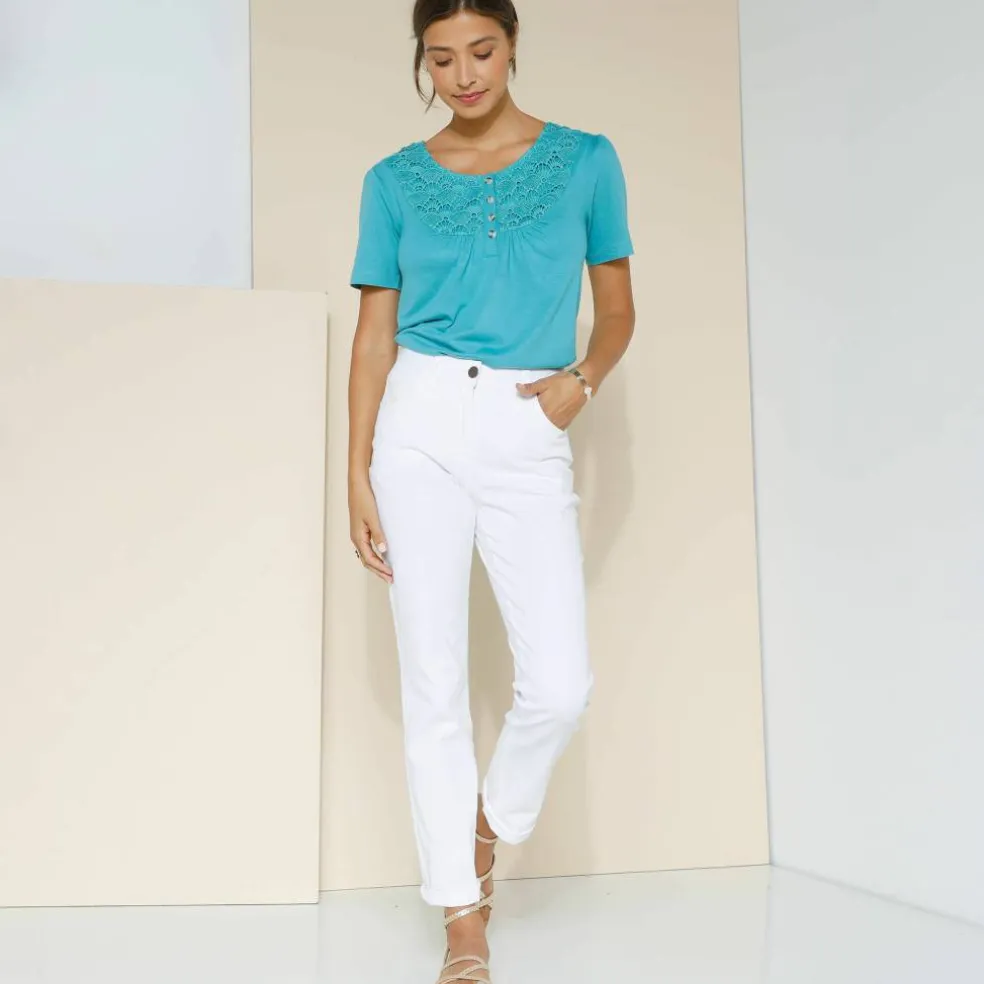 T-shirt macramé manches courtes
