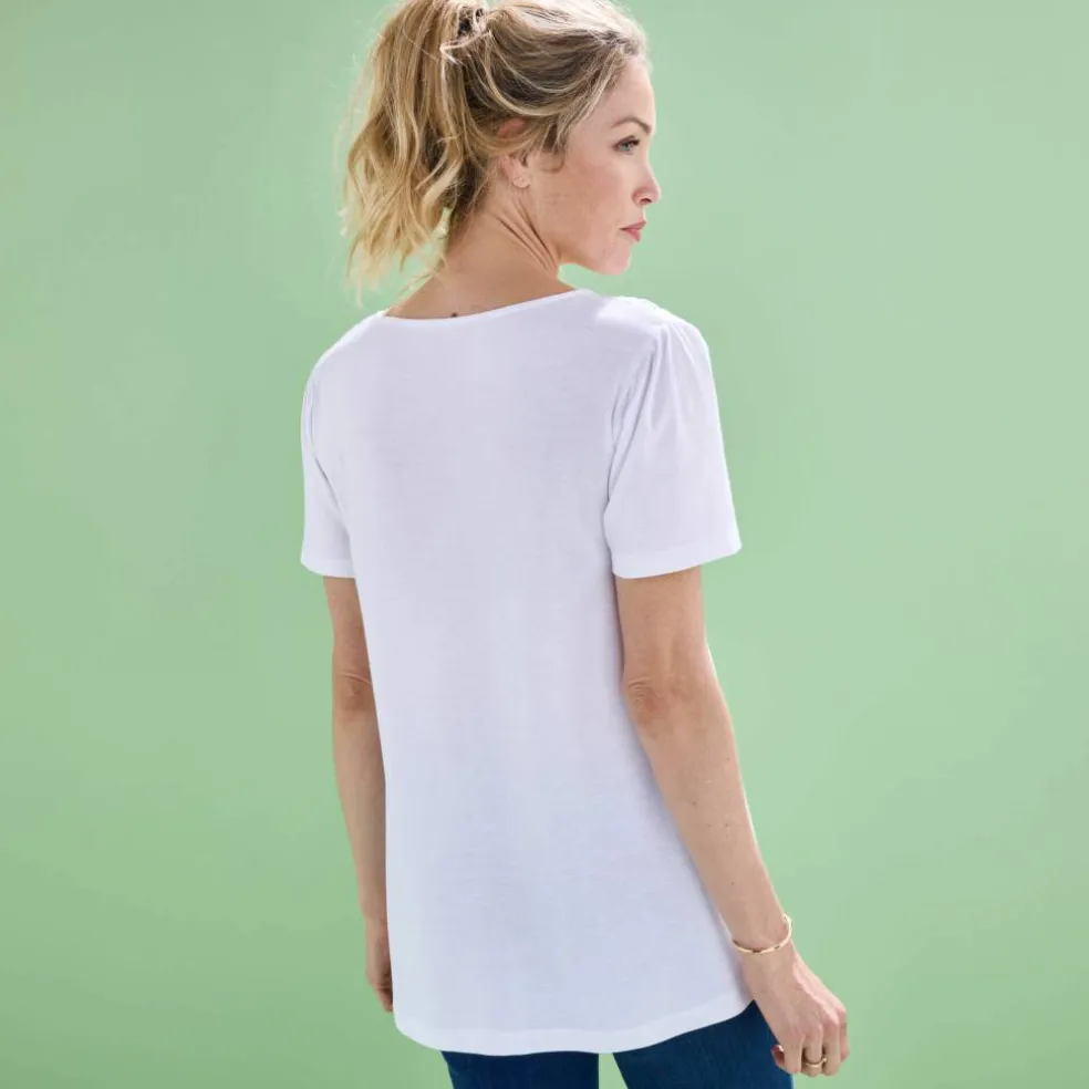 T-shirt macramé manches courtes