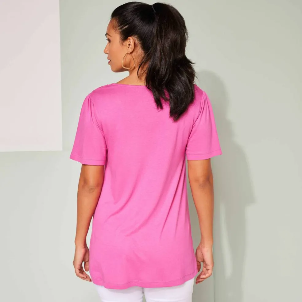 T-shirt macramé manches courtes