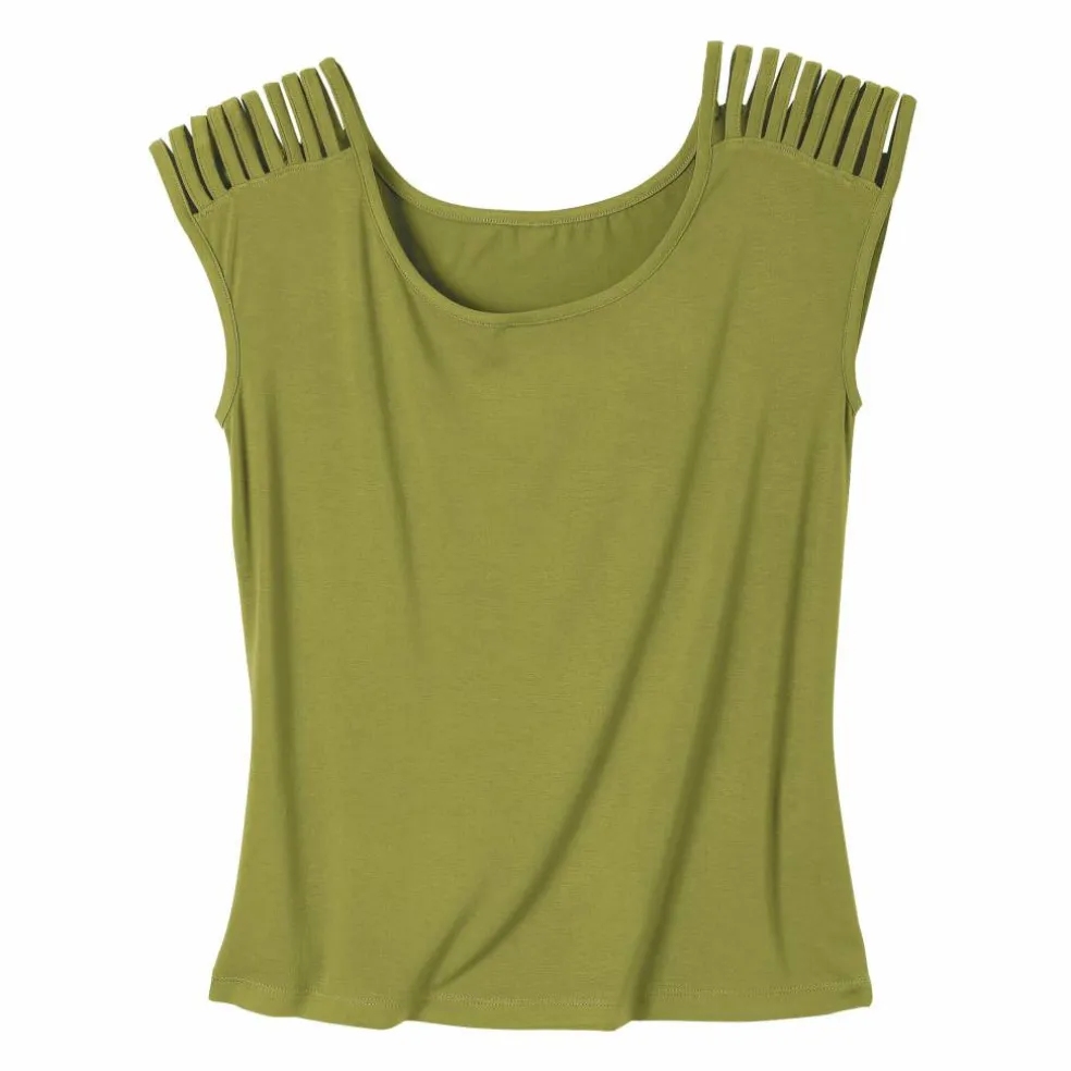 T-shirt maille unie, laçage épaules