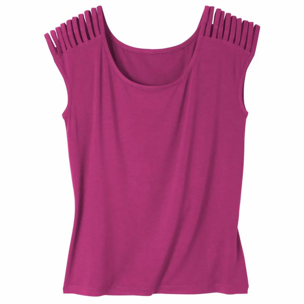 T-shirt maille unie, laçage épaules