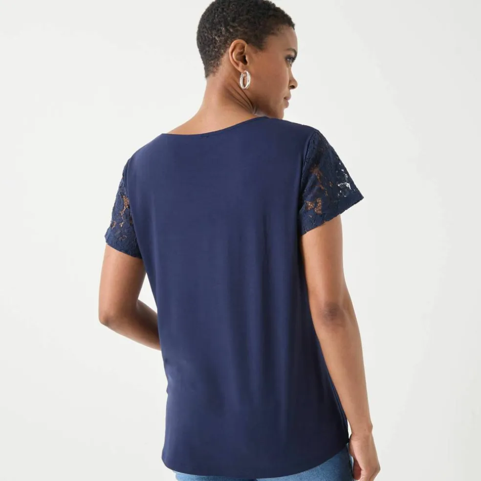 T-shirt manches courtes dentelle