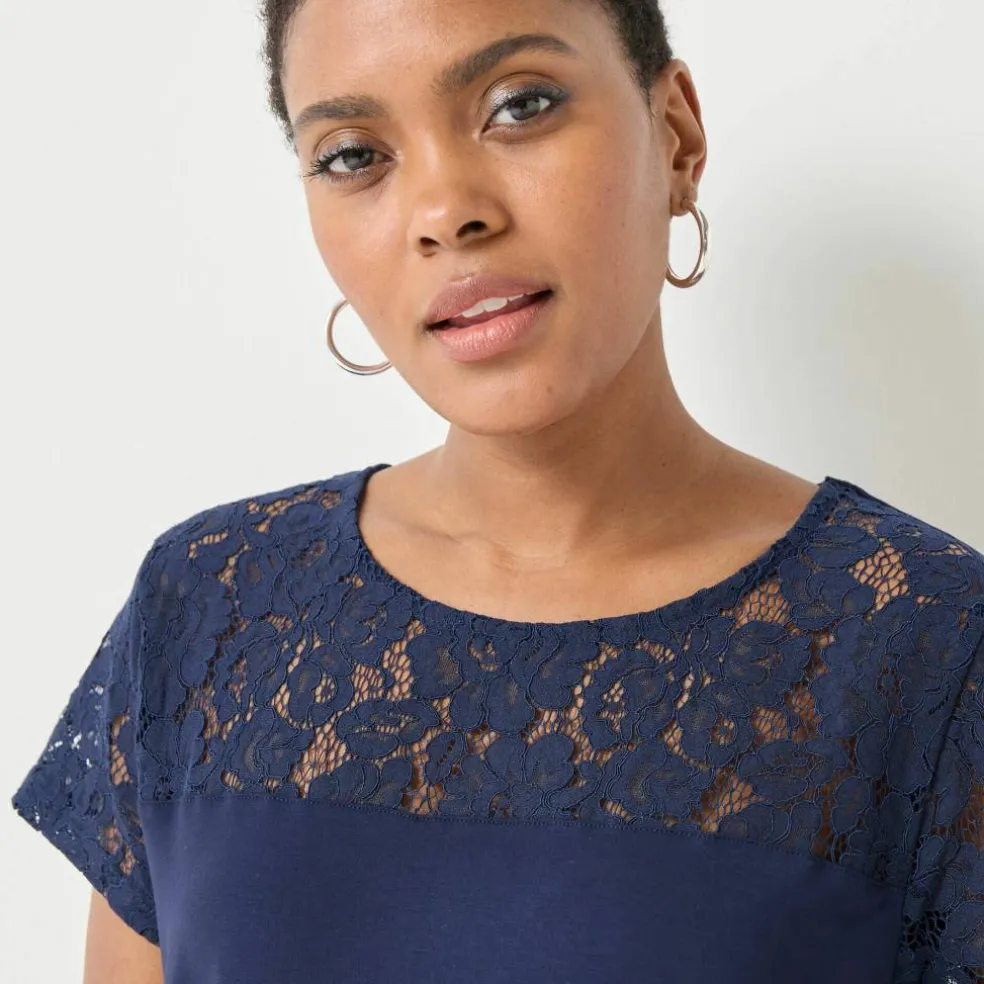T-shirt manches courtes dentelle