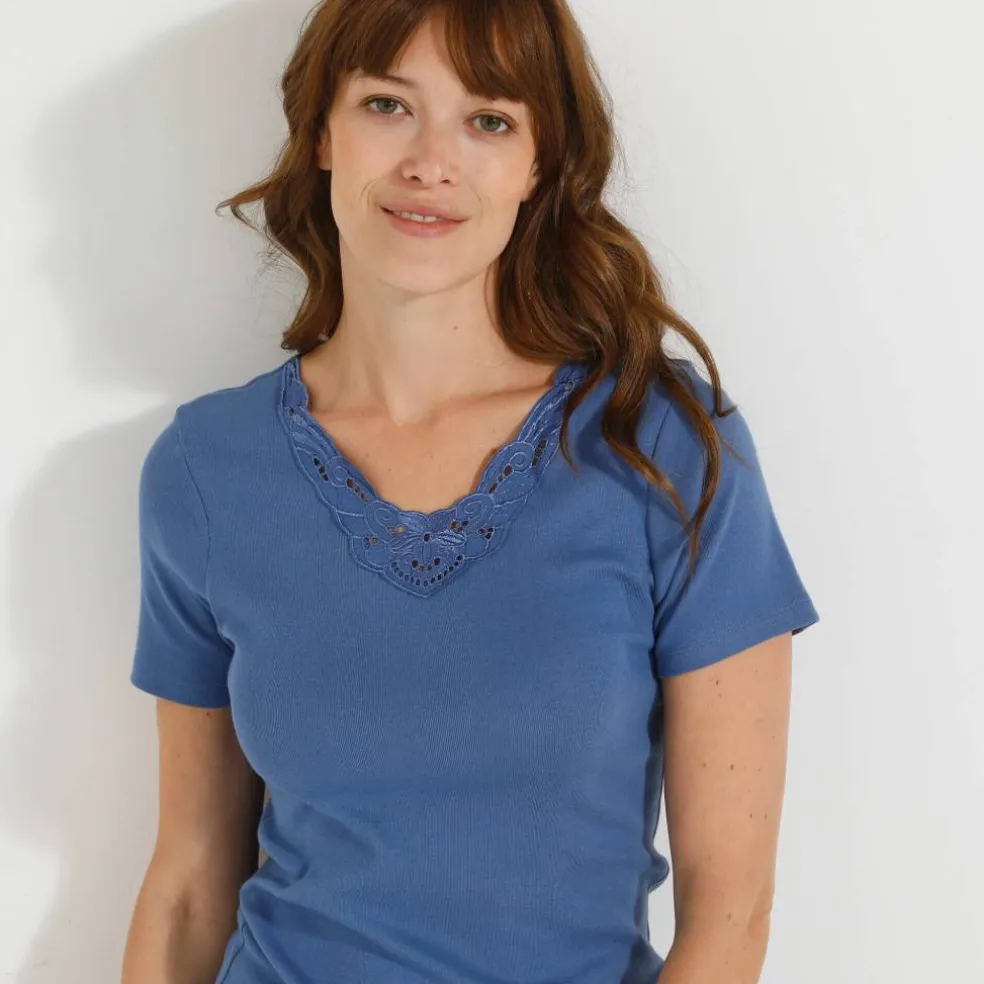 T-shirt manches courtes dentelle