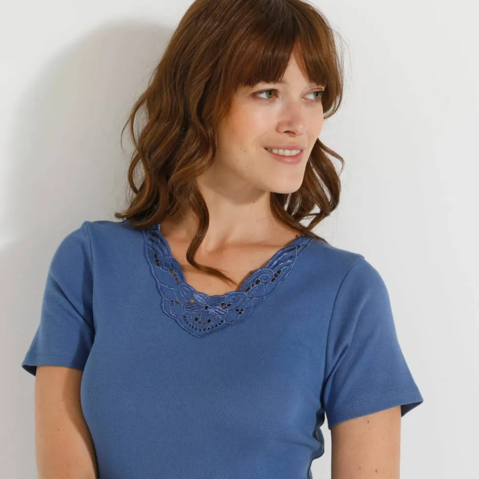 T-shirt manches courtes dentelle