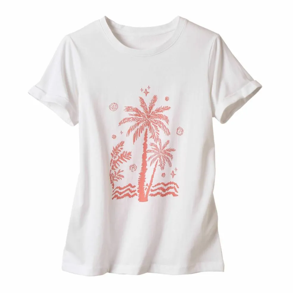 T-shirt manches courtes imprimé palmiers