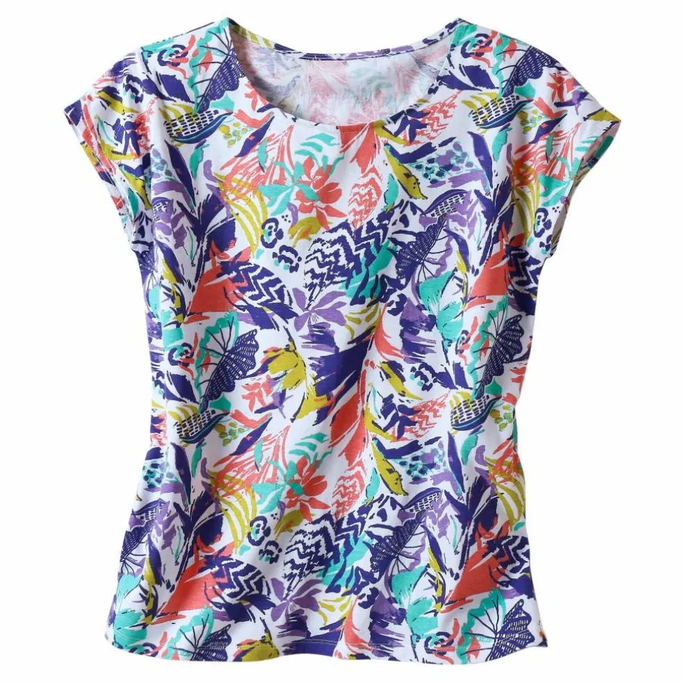 T-shirt manches courtes, imprimé tropical